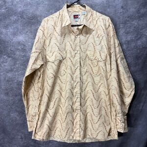 Brooks & Dunn Panhandle Slim Western Pearl Snap Shirt Mens XL Tan Floral